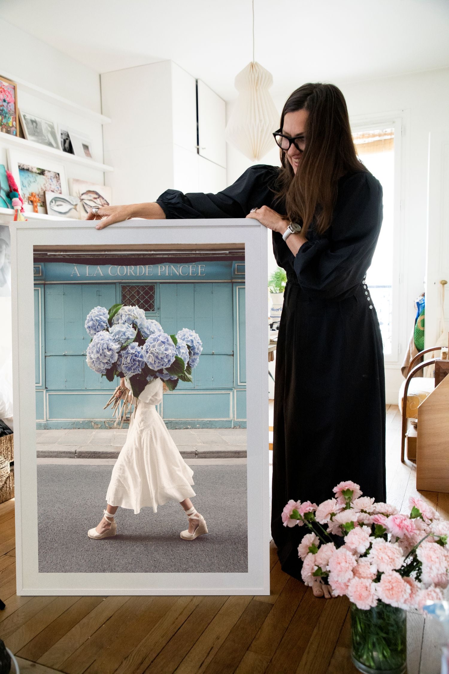 Carla Coulson in blue dress — photographer and author, Paris