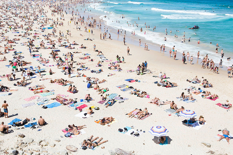 Bondi Matching brollys - Carla Coulson Limited Edition Fine Art Print, travel photography, Australia, Sydney, Bondi beach, beaches, beach photography